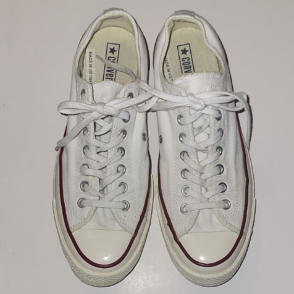 Converse White Sneakers with Red Trim